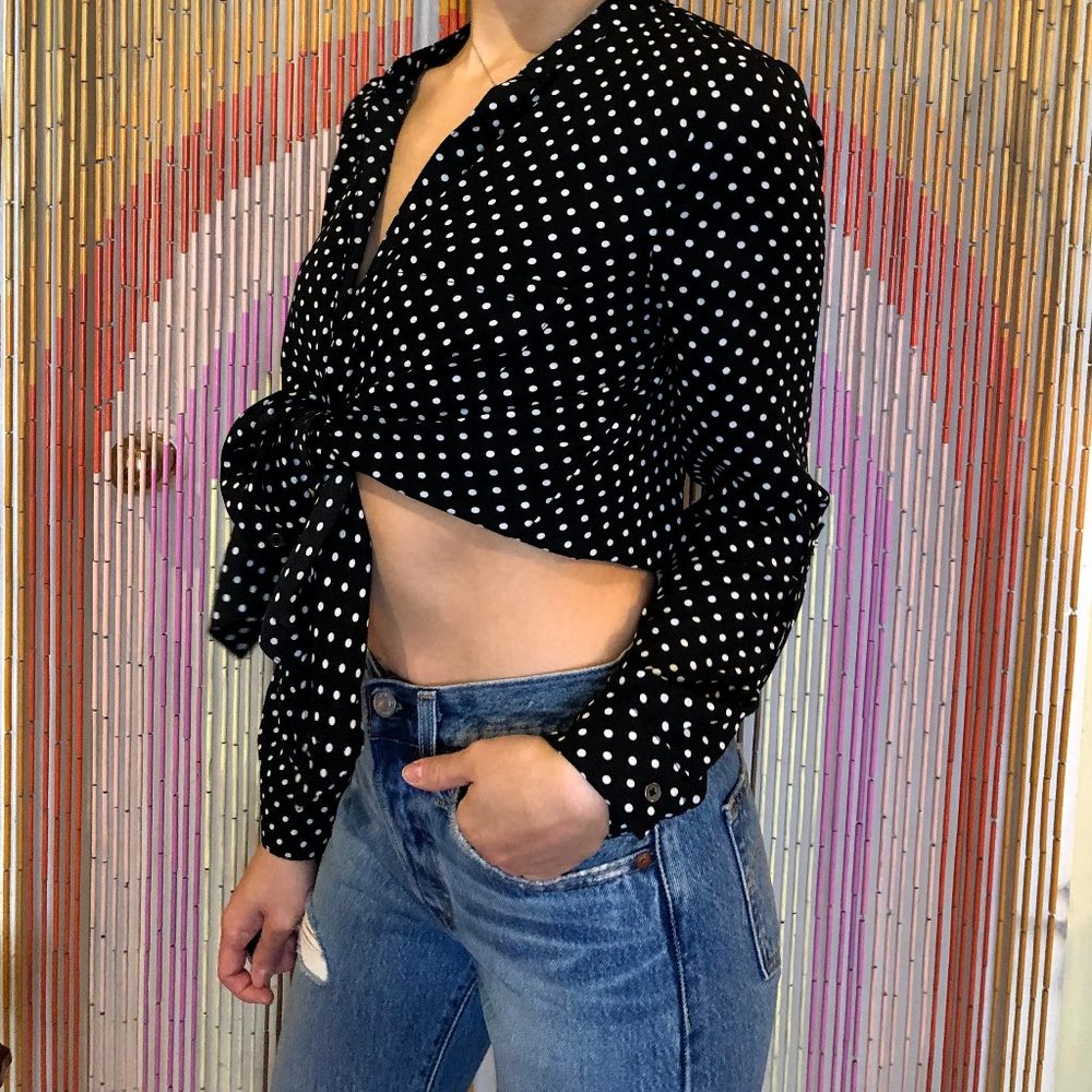 Polka Dot Button Down Blouse